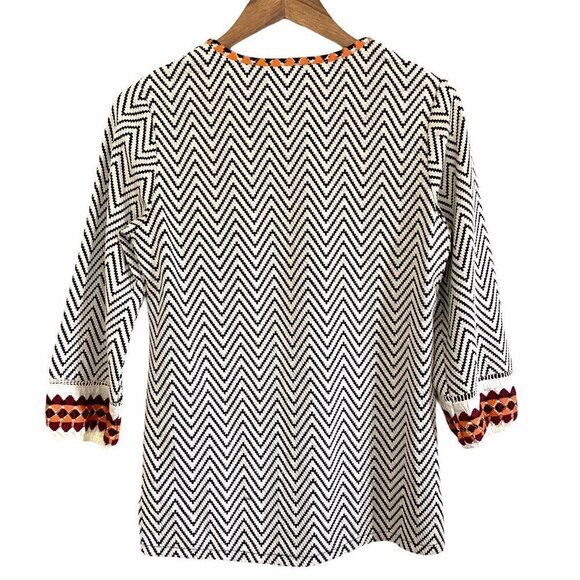 Altar'd State Women's Cream Chevron Embroidered Peasant Bohemian Blouse Small - Picture 10 of 10